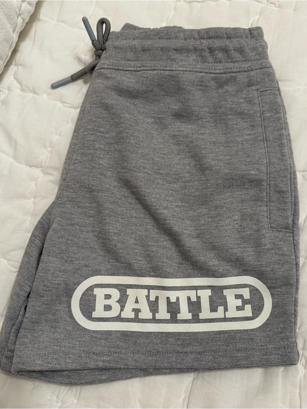 Kids Gray 'BATTLE' Logo Knit Shorts with Drawstring Waist